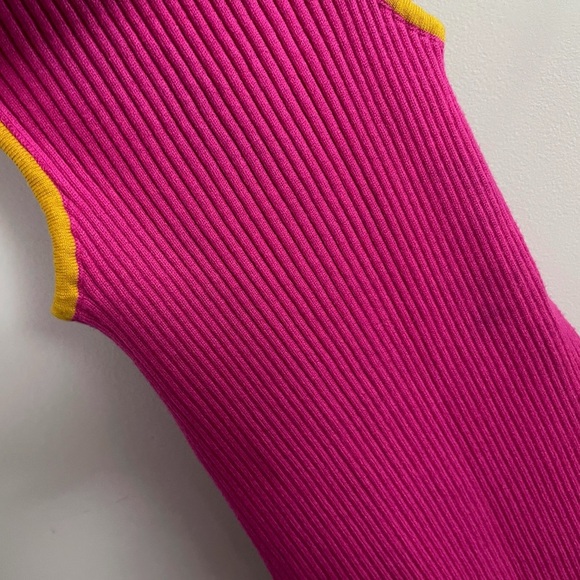 Commense Funnel Neck Pink Ribbed Knit Sweater Midi Dress Chic Casual Fall - Picture 6 of 6